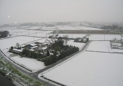 2010年４月17日の雪　ベランダより撮影