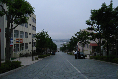 八幡坂から函館港を眺める