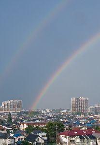 2013.7.8  pm5:15　ゲリラ豪雨の後に出たダブルレインボウ